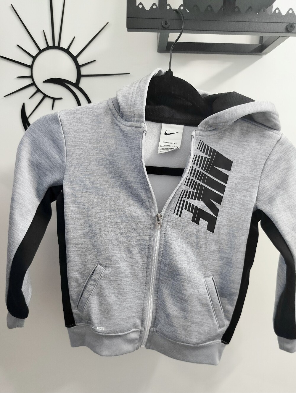 Nike Boys/Toddler 4T Therma-FIT Gray Full-Zip Fleece Hoodie